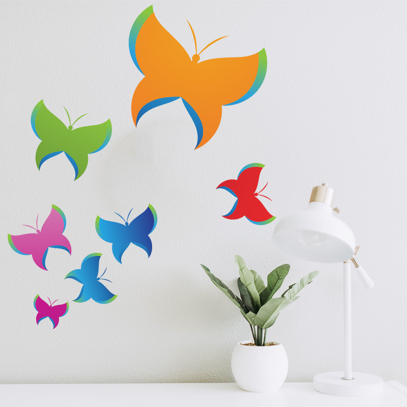 Αυτοκόλλητο τοίχου Colourful butterflies